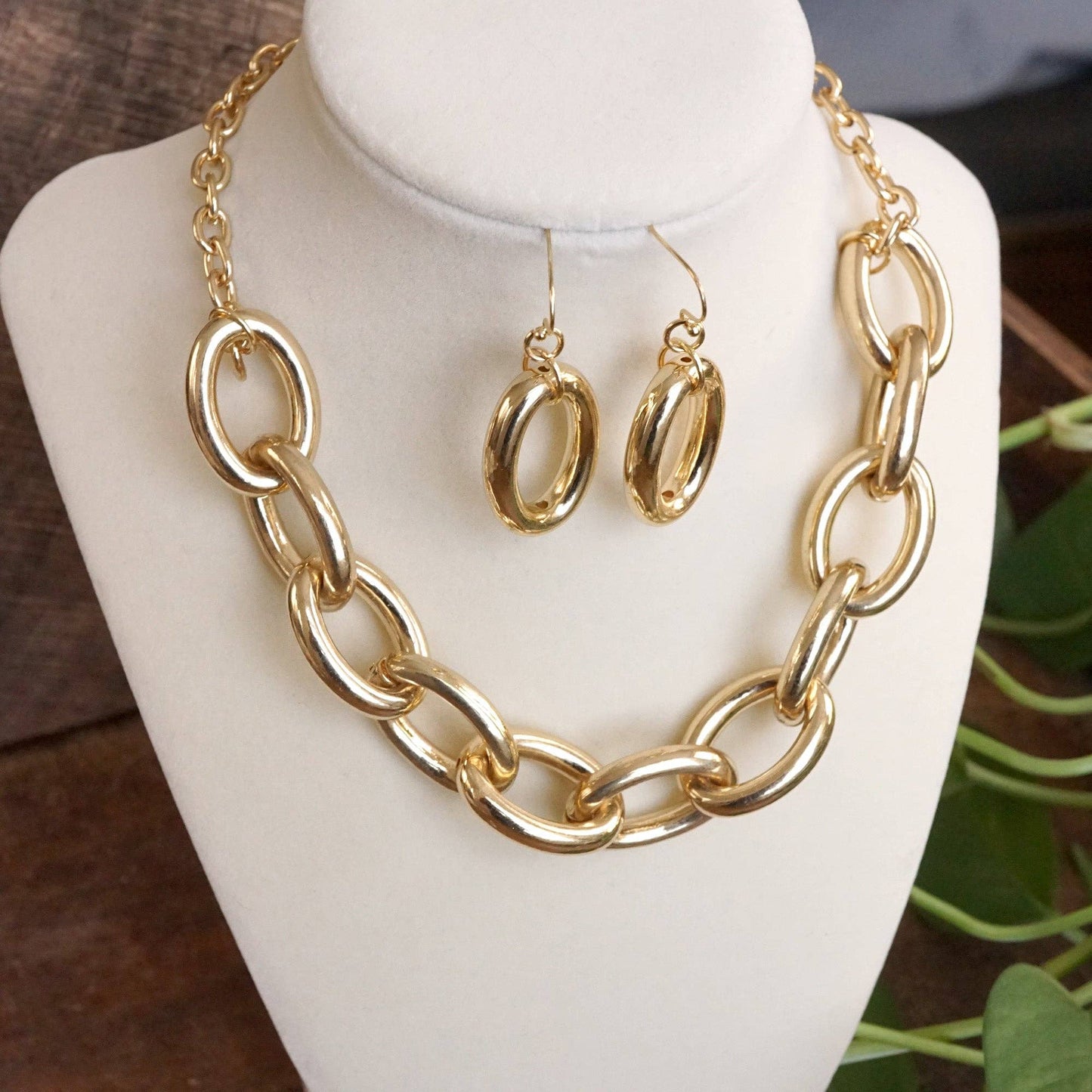 PennyLine inc - Chunky Chain Statement Necklace Set Gold Silver Tones: Silver Tone