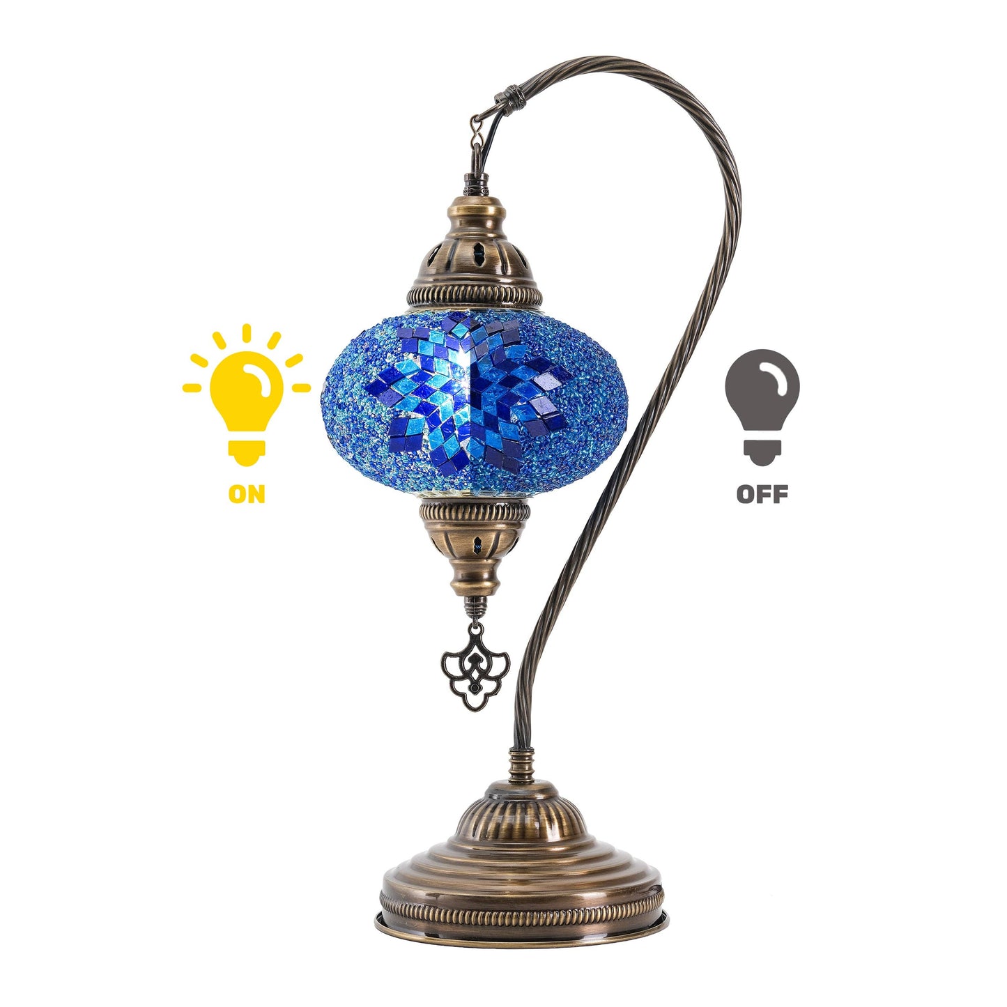 Mozaist LLC - Mozaist Handmade Turkish Mosaic Swan Table Lamp Blue