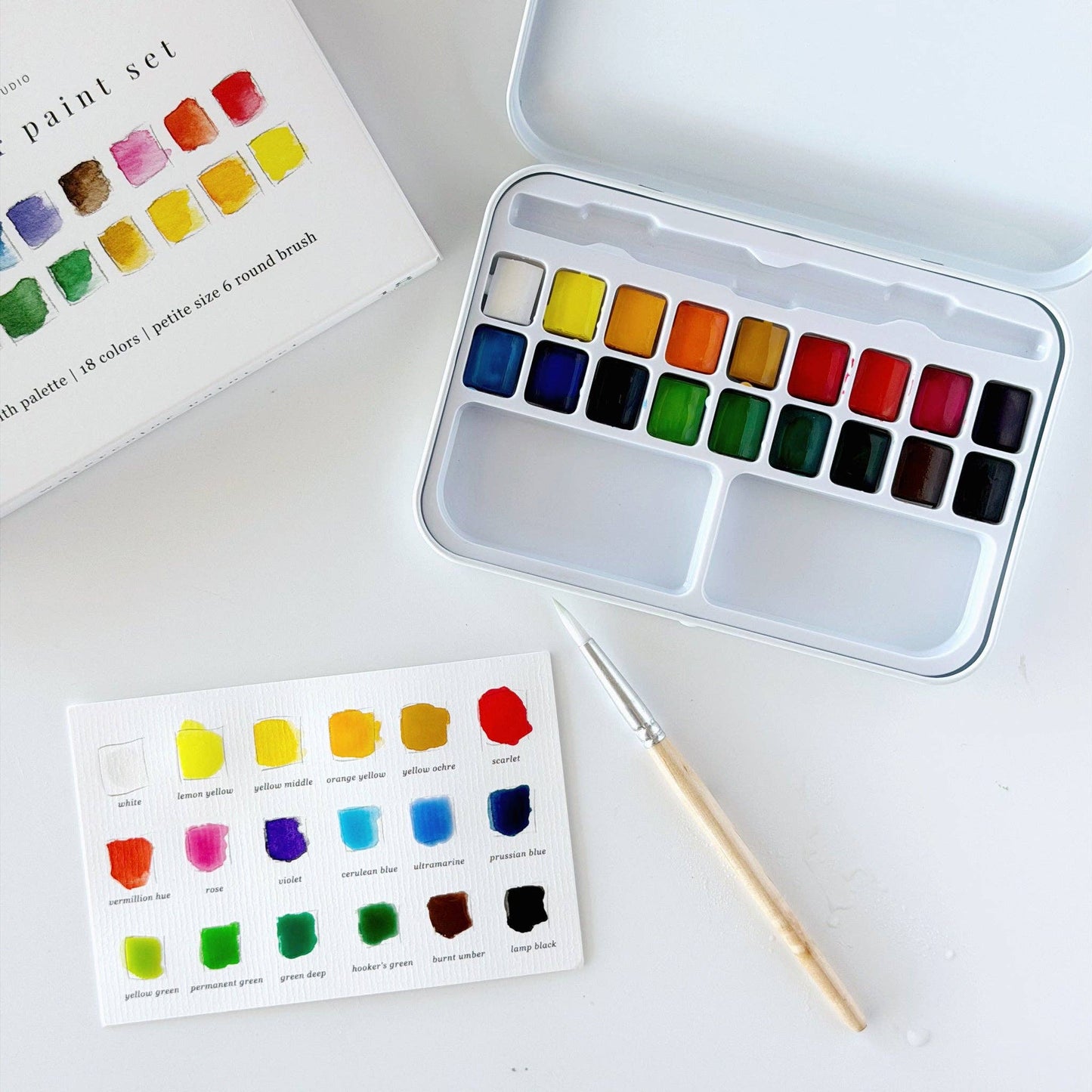 emily lex studio - Watercolor paint set 18 colors with brush
