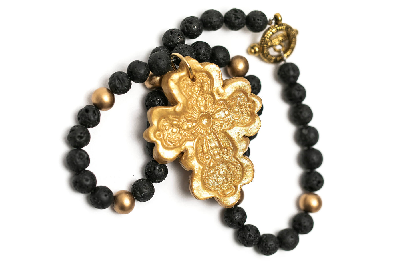 Hidden Truth Jewelry - Black Lava with Cherrie Cross Necklace