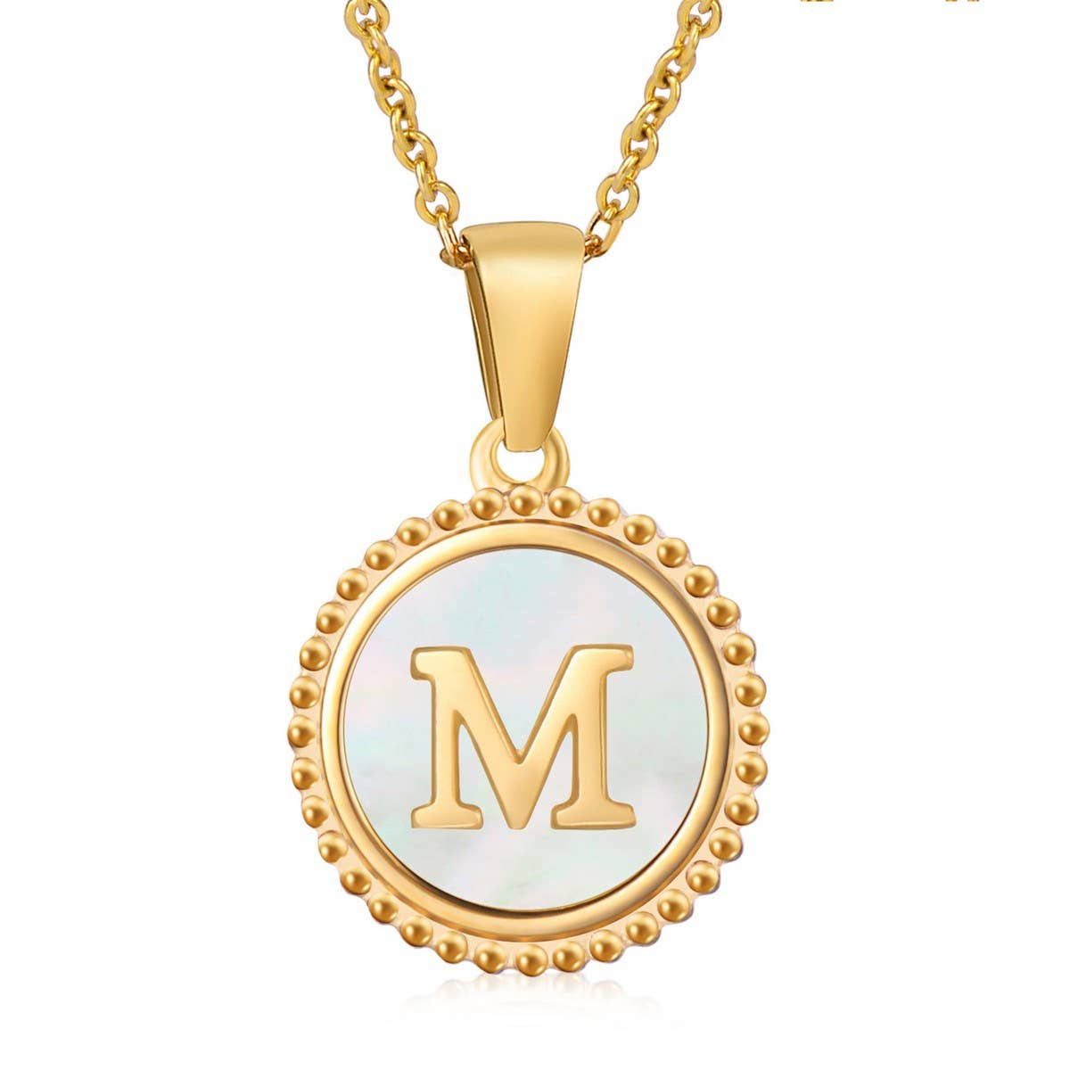 ACCITY - 18K GOLD STAINLESS STEEL SHELL LETTER NECKLACE_CWAJE0686: TYPE12 / (OS) 2
