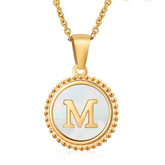 ACCITY - 18K GOLD STAINLESS STEEL SHELL LETTER NECKLACE_CWAJE0686: TYPE13 / (OS) 2