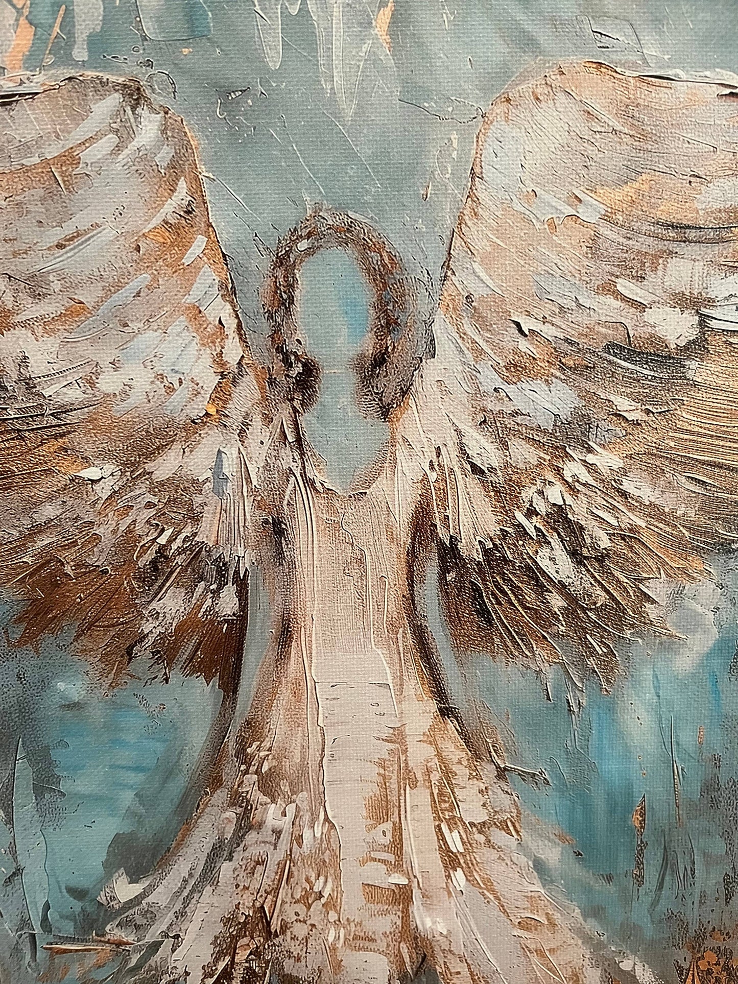 Rustic Nester - Angel canvas art print, Christian home wall decor, Spiritual: 12x12