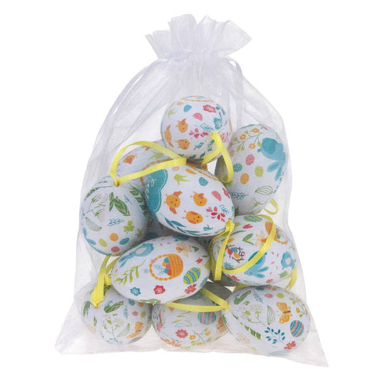 Boston International - Turquoise Bunnies & Flowers Bagged Easter Eggs Set of 12
