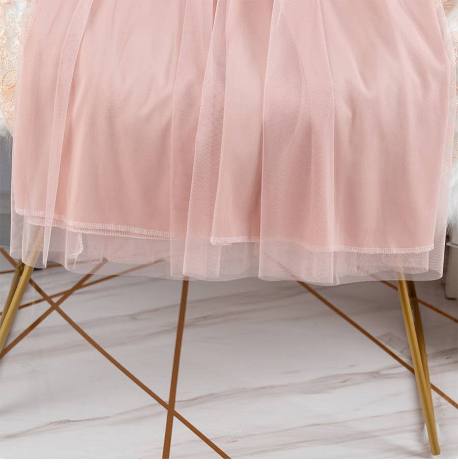 PEACH ACCESSORIES - SK119 Delicate flowers embellished skirts: Cream