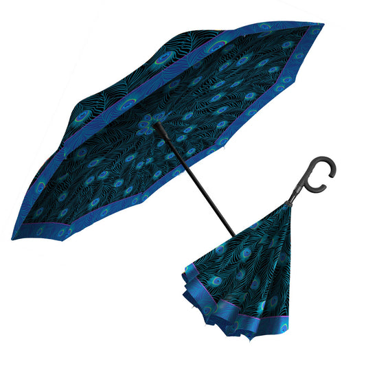 RainCaper - Peacock Reverse Inverted Umbrella