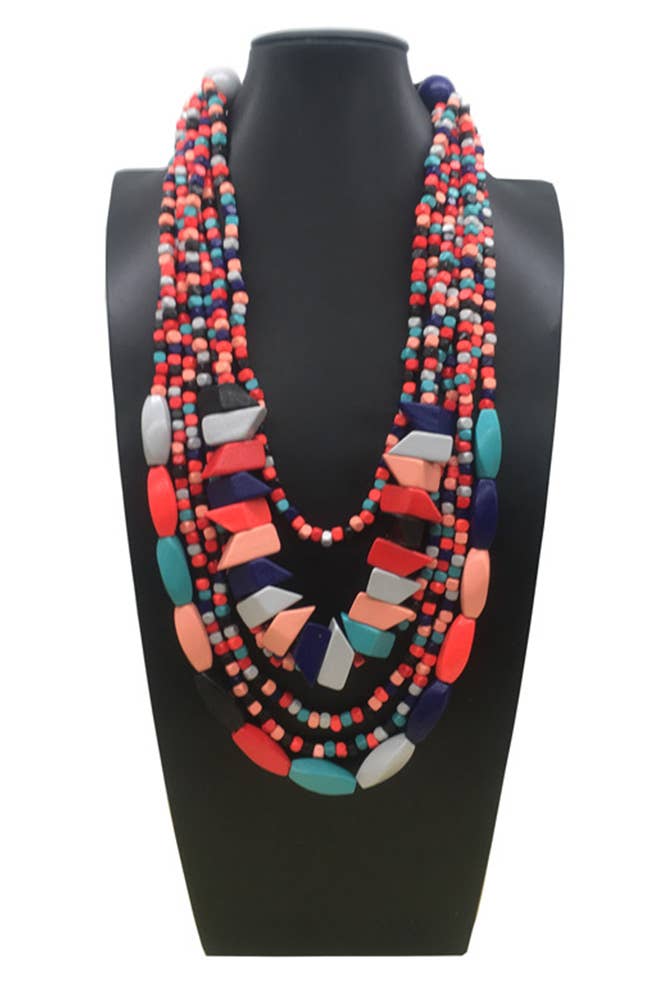 UNISHE - Colorful Wooden Necklace ZK1456: 09 / One Size