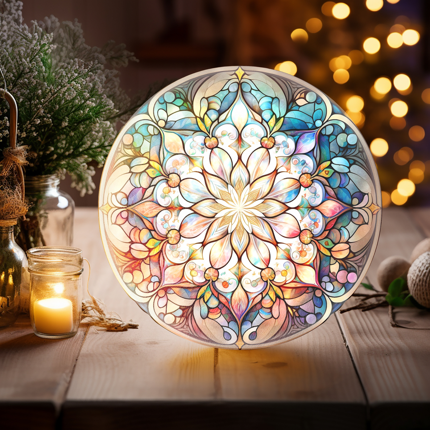 Fernville Creations - Mandala Charcuterie Board, Tempered Glass Cutting Board: 12-Inch