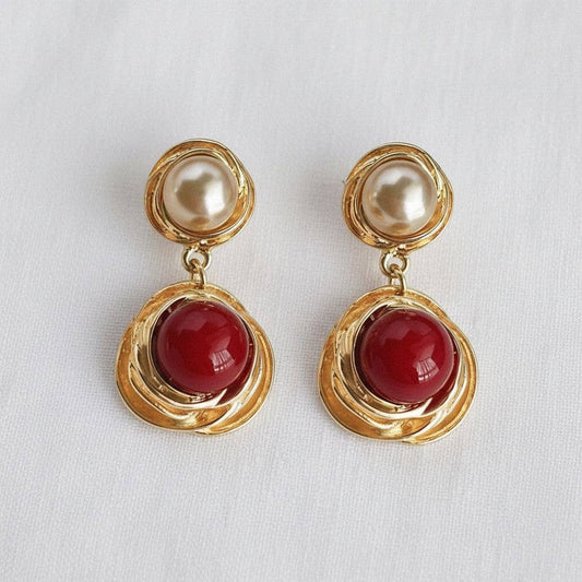 Ellemadera - Chic Geometric Champagne Rose Drop Earrings