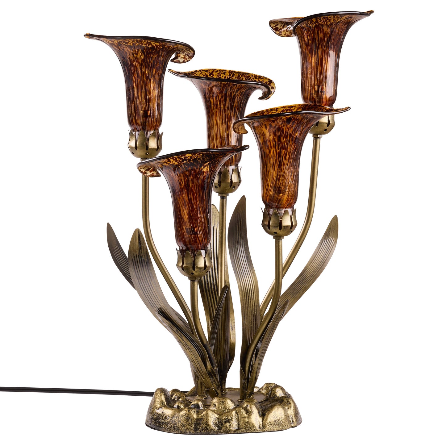 River of Goods - 20" Hand-Blown Glass 5-Light Calla Lily Uplight Table Lamp
