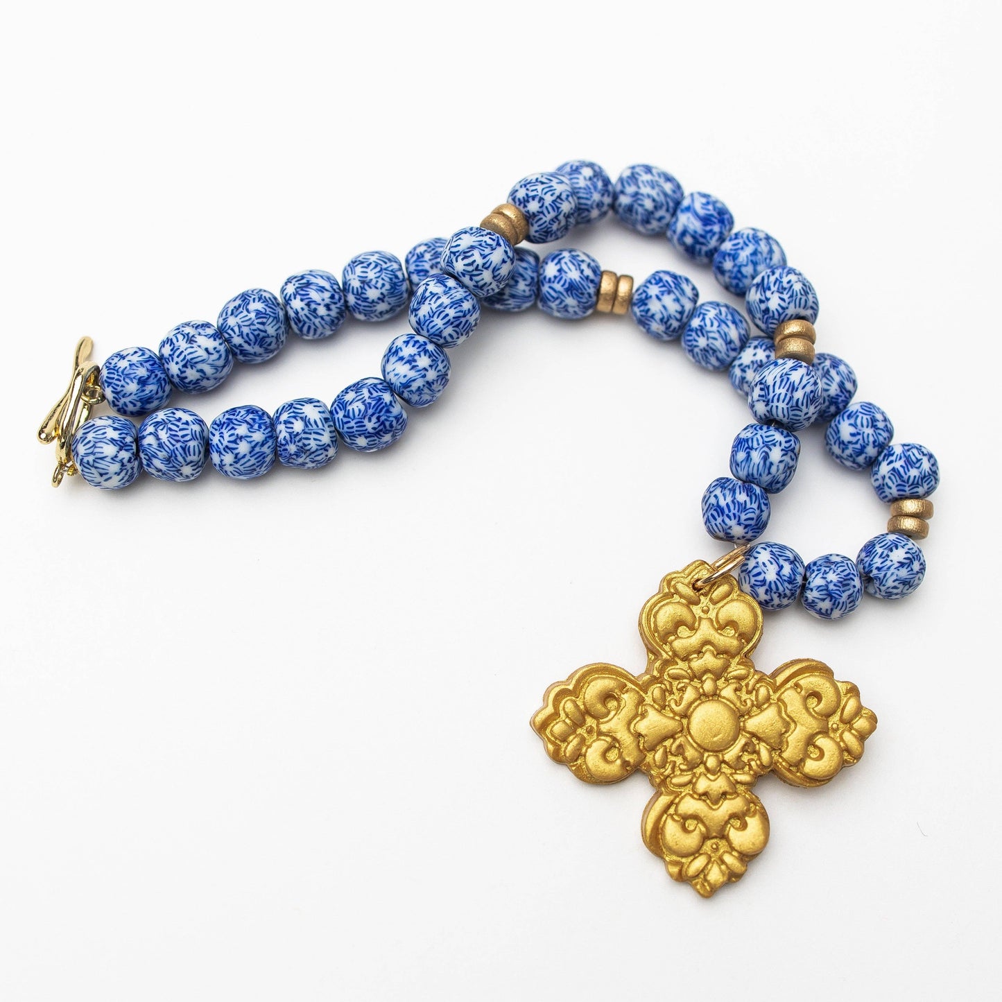 Hidden Truth Jewelry - Blue and White Glass with Andrea Cross