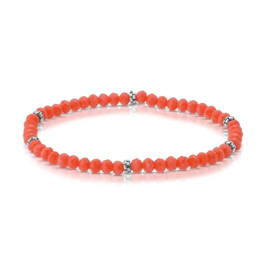 My Fun Colors - Mini Crystal Beaded Stretch Bracelet | So Many Great Colors!: Coral+Silver Accent (MC415S)
