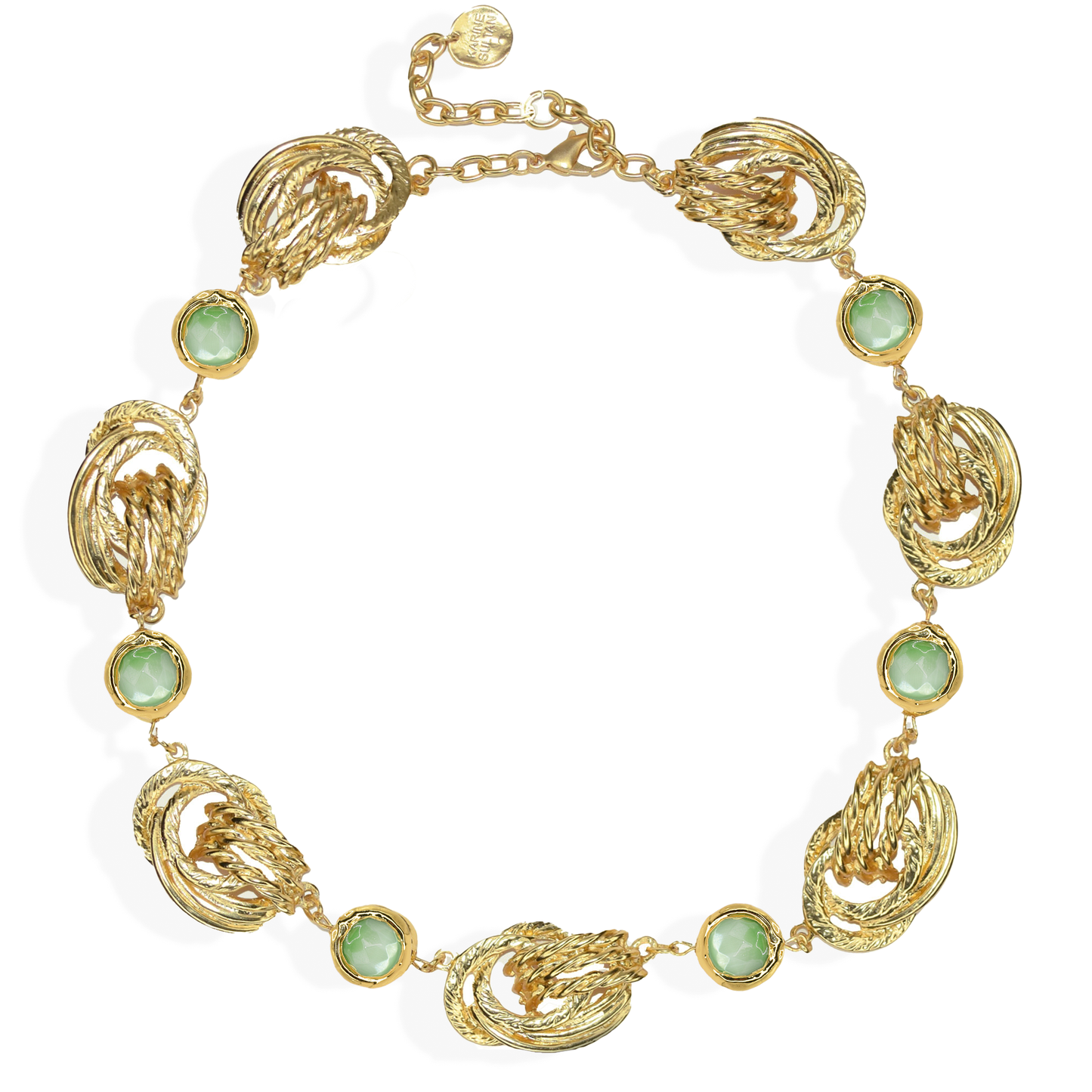 KARINE SULTAN - Knot X Coriandoli Statement Necklace: Sage Green