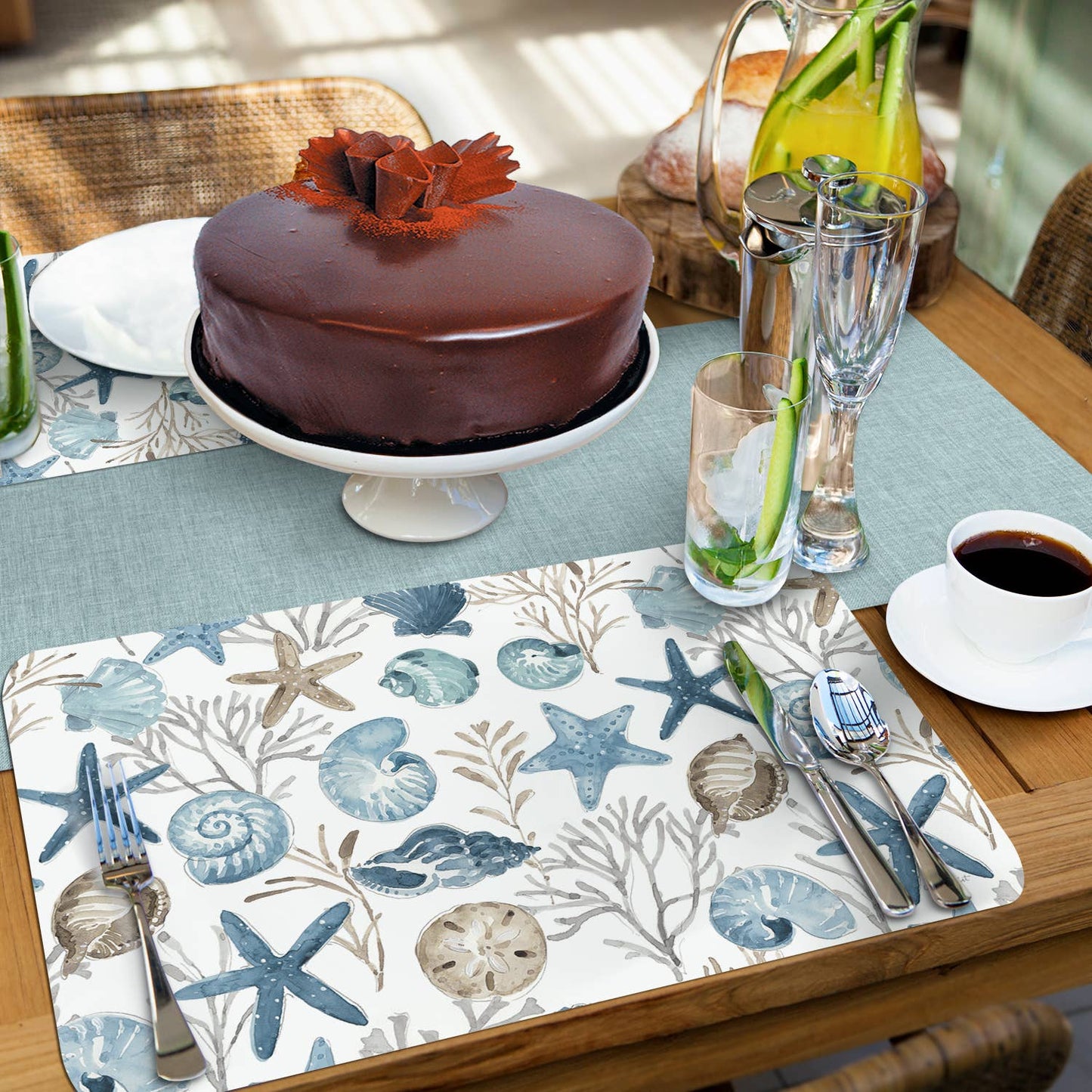 CounterArt/Highland Home/Thirstystone/CoasterStone - Blue Escape Reversible Rectangular Plastic Placemat