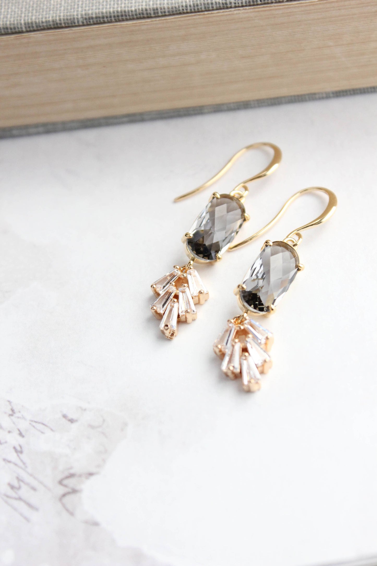 A Pocket of Posies - Art Deco Earrings | Sparkling Leaf Earrings (4 colors): Navy Blue