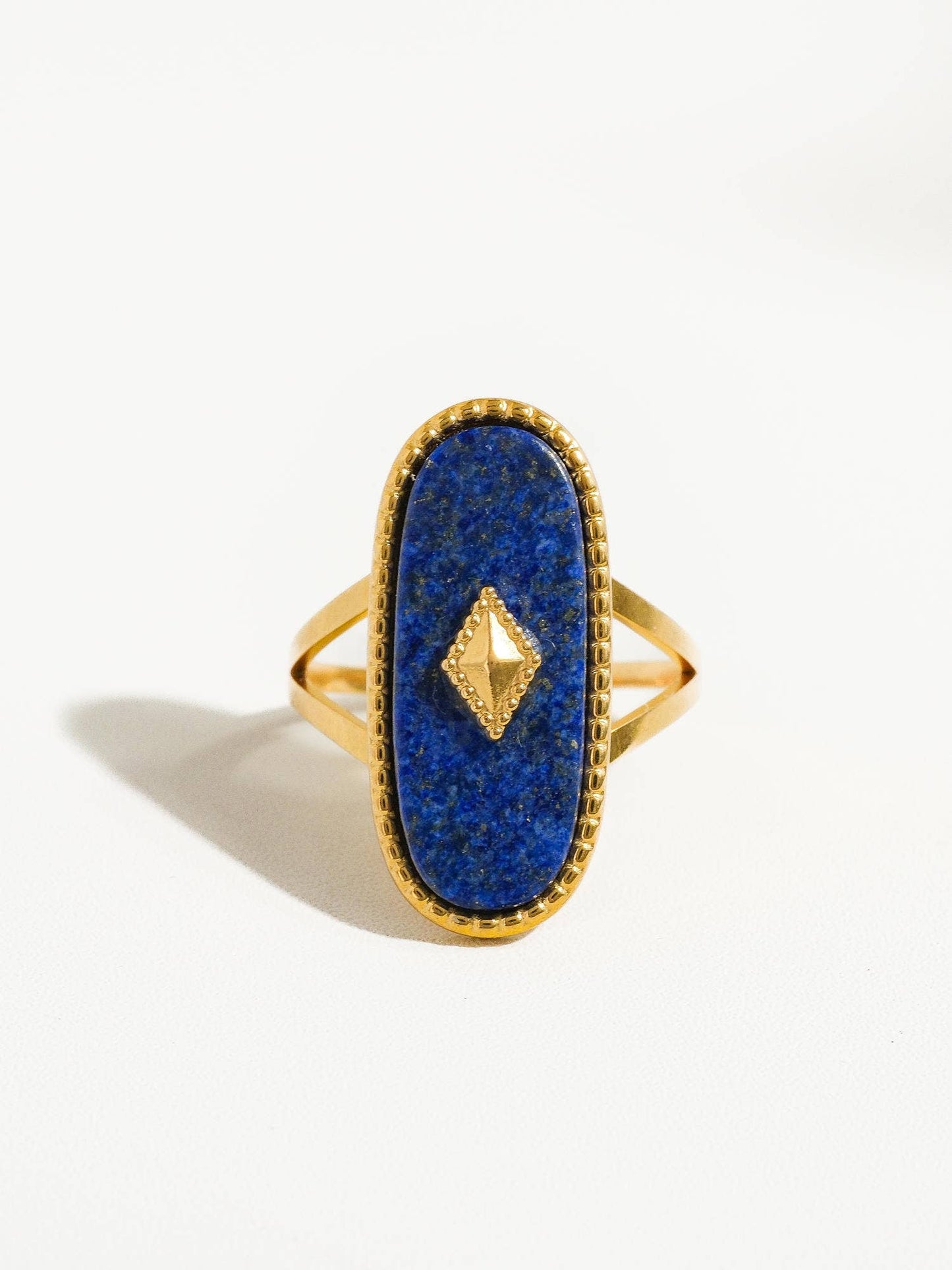 Flânerie by MAIQ - Dakota Non Tarnish Adjustable Ring with Natural Stone: Blue