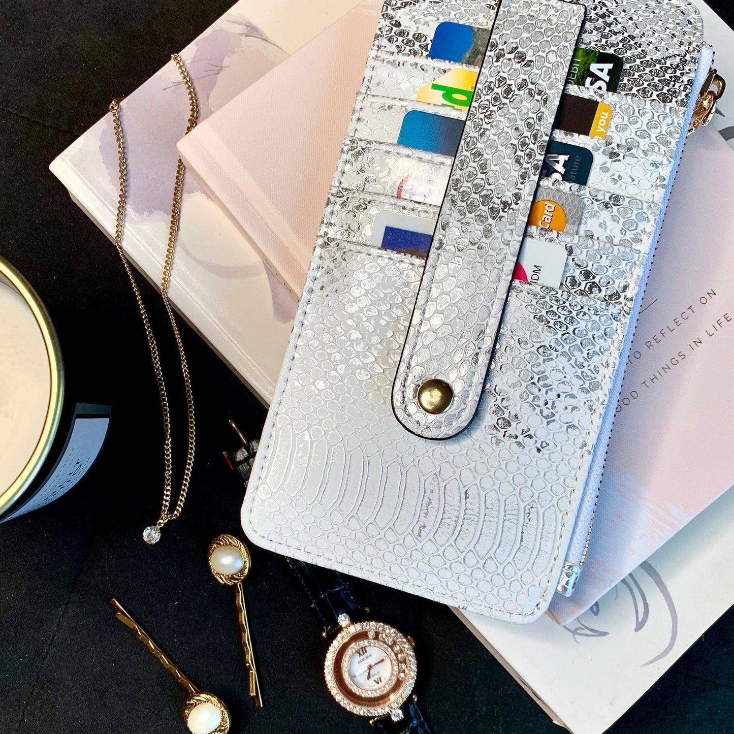 MiMi Wholesale - WL1889 Saige Slim Card Holder Wallet: Cow Brown