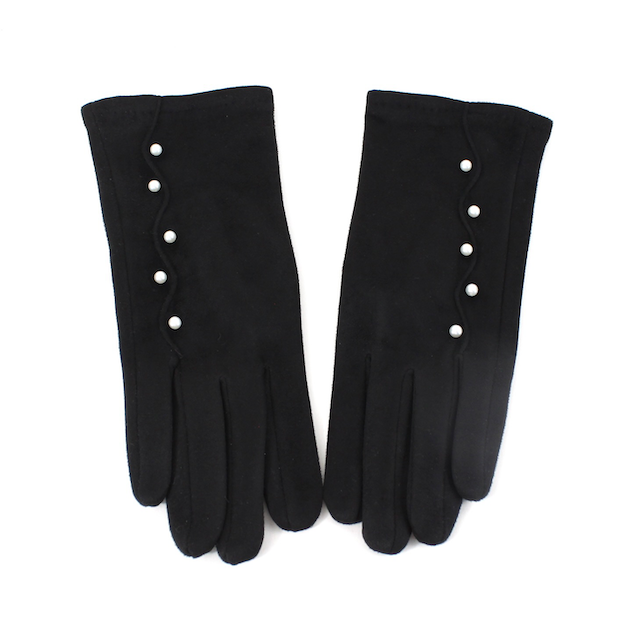 Pretty Persuasions - A23059 Danube Gloves w/Faux Pearl: 03 Black