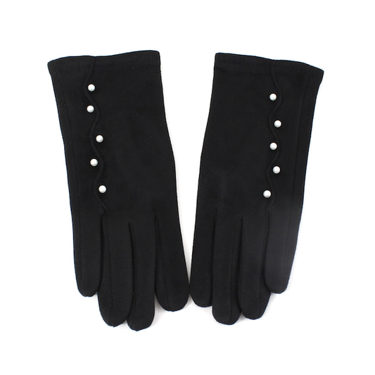 Pretty Persuasions - A23059 Danube Gloves w/Faux Pearl: 03 Black