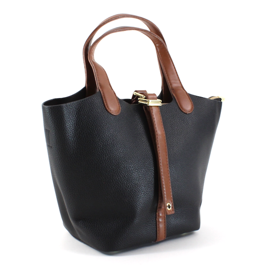 Pretty Persuasions - P22145 Buckle Décor Small Tote Crossbody Bag: Black