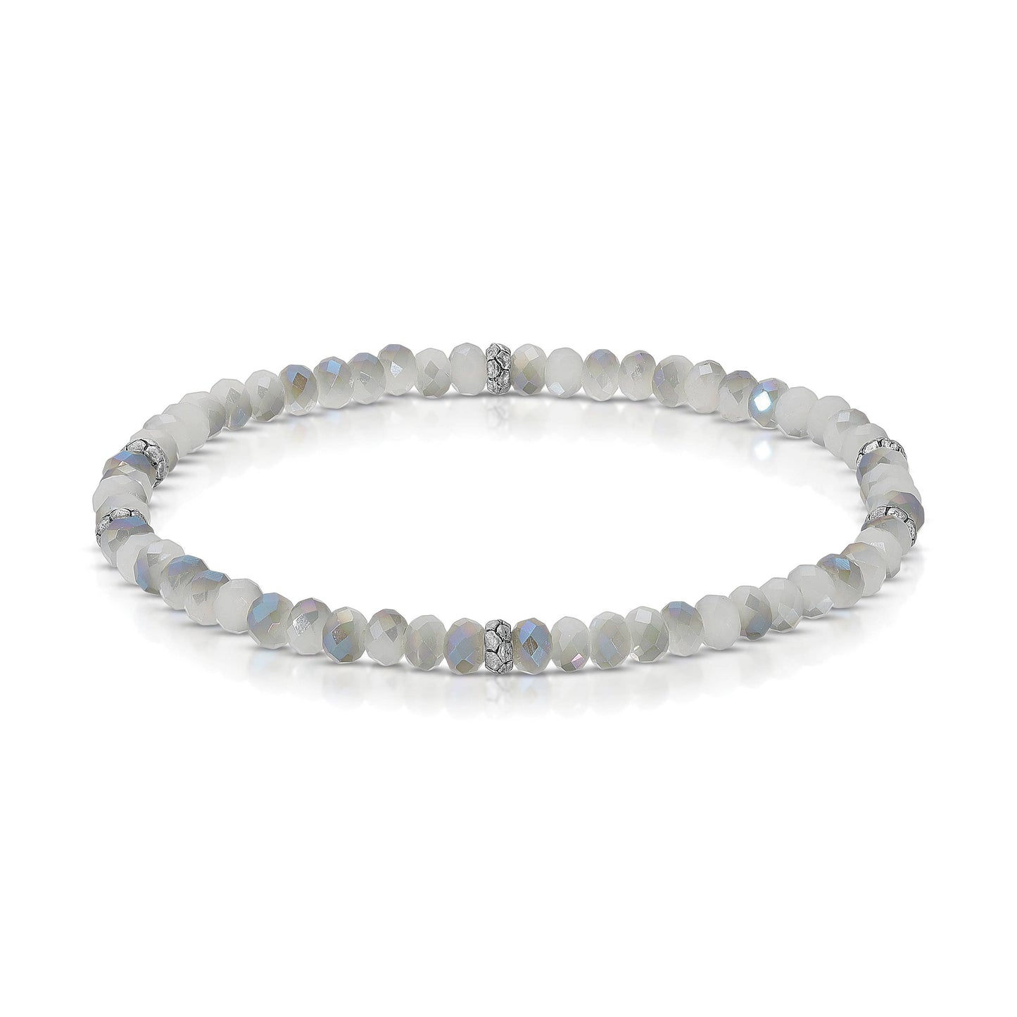 My Fun Colors - Mini Crystal Beaded Stretch Bracelet | So Many Great Colors!: Twilight Gray+Silver Accent (MC1111S)