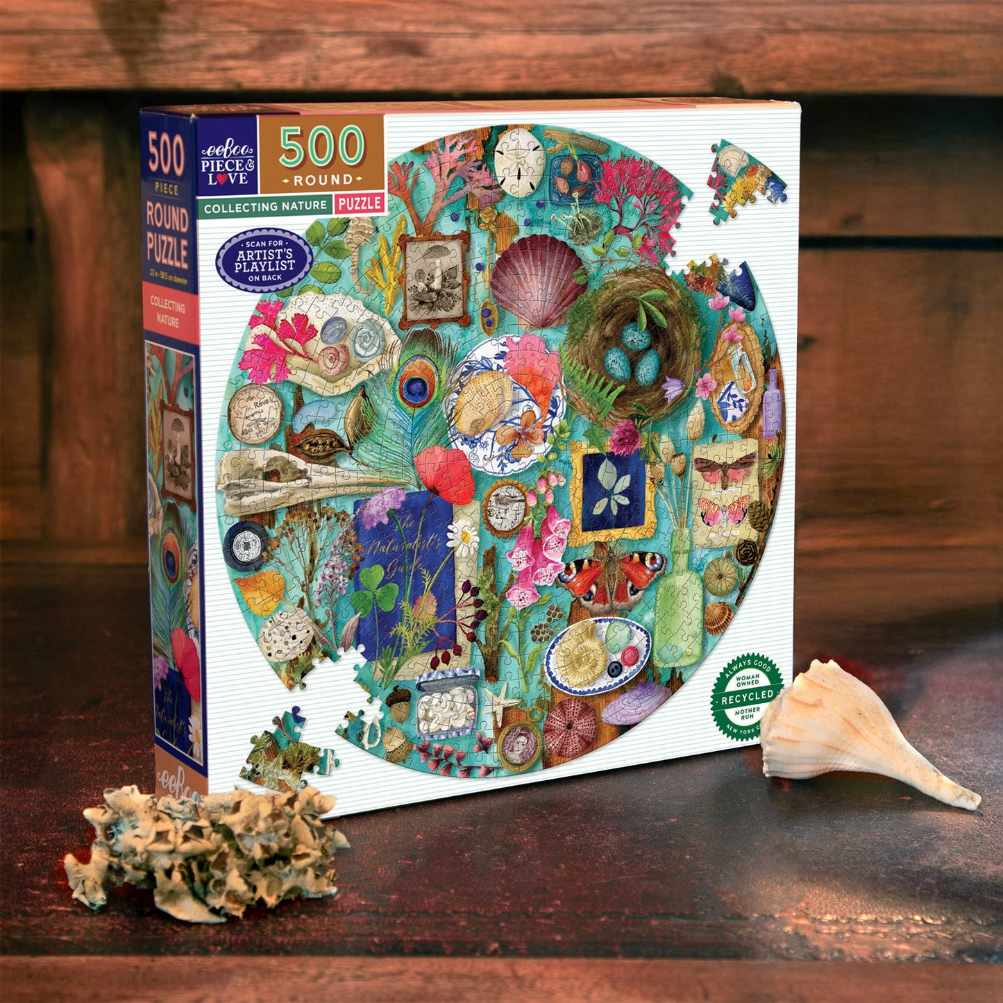 eeBoo - Collecting Nature 500 Piece Round Puzzle
