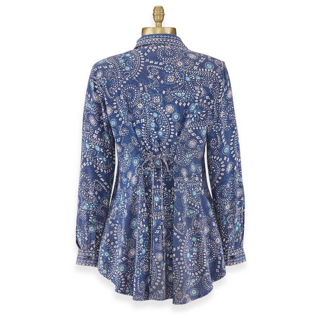Back in the Saddle - Western Paisley Back-Tie Shirt: Large
