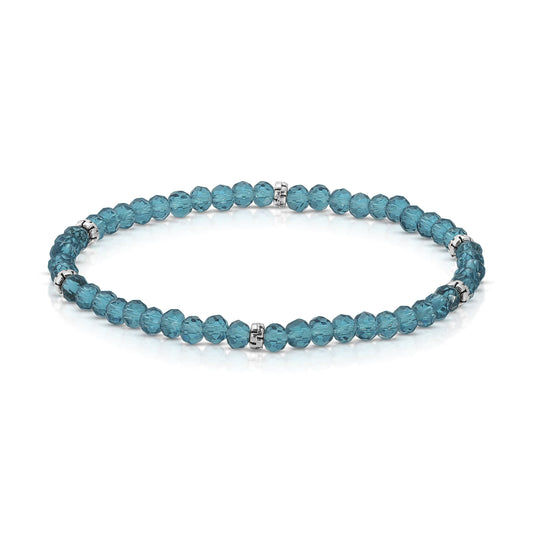 My Fun Colors - Mini Crystal Beaded Stretch Bracelet | So Many Great Colors!: Peacock+Silver Accent (MC704S)