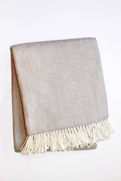 A Soft Idea - 355 - Herringbone Plush Throw: Stone