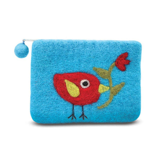 BNB Crafts Inc. - Single Bird with Flower Coin Purse: Turquoise