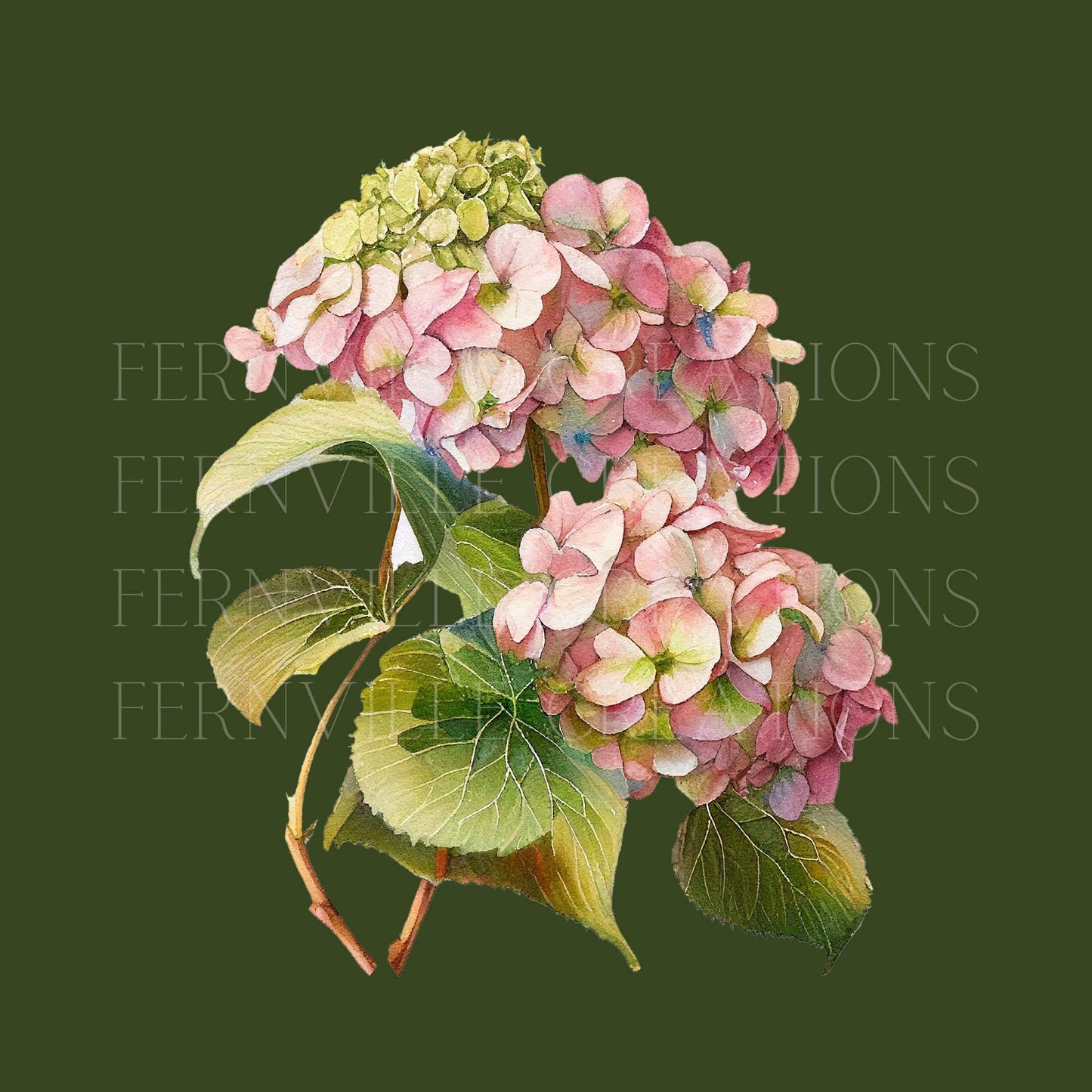 Fernville Creations - Elegant Hydrangea Hand Towel, Luxury Velour, Home Decor Gift