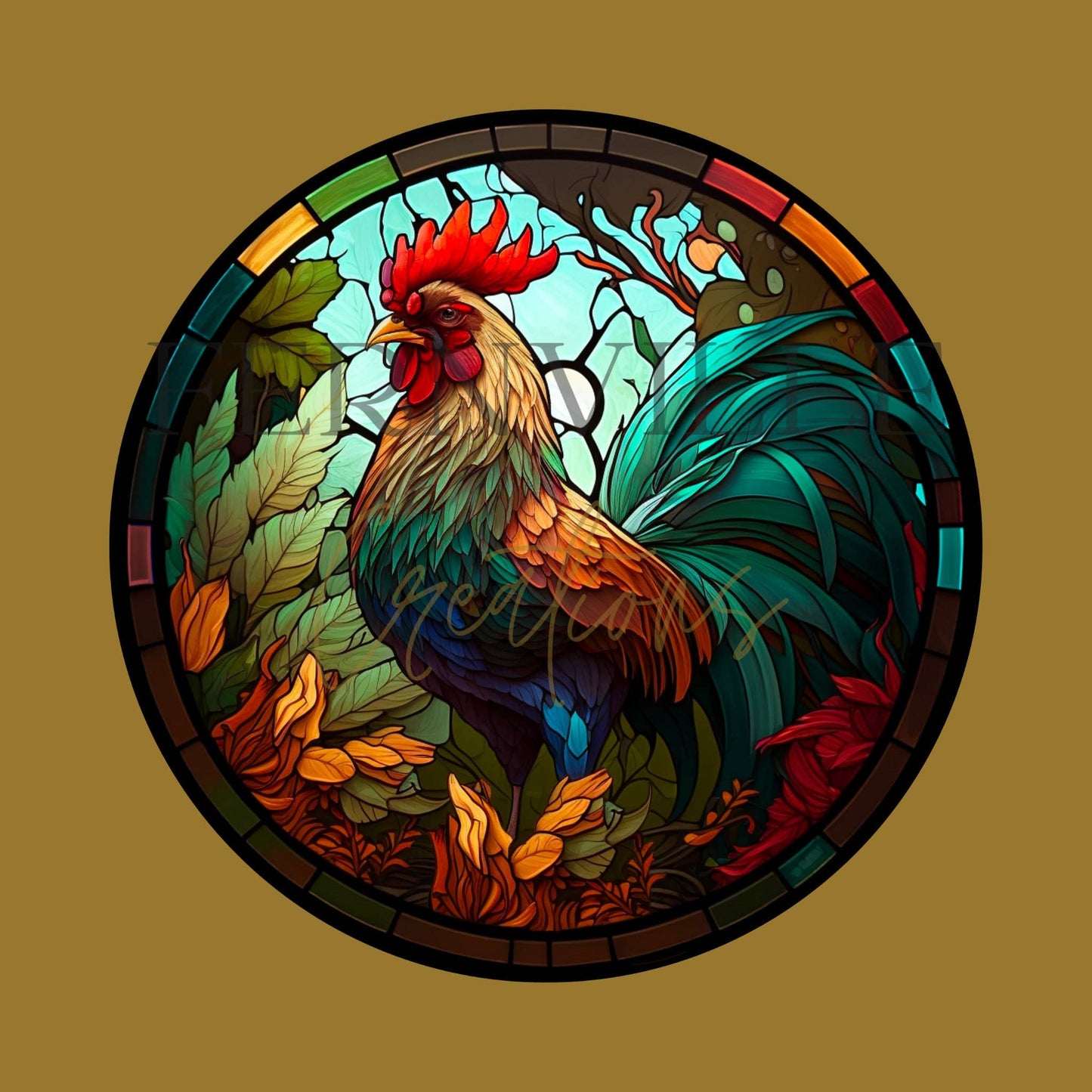 Fernville Creations - Rooster Tempered Glass Cutting & Serving Board: 12 Inch