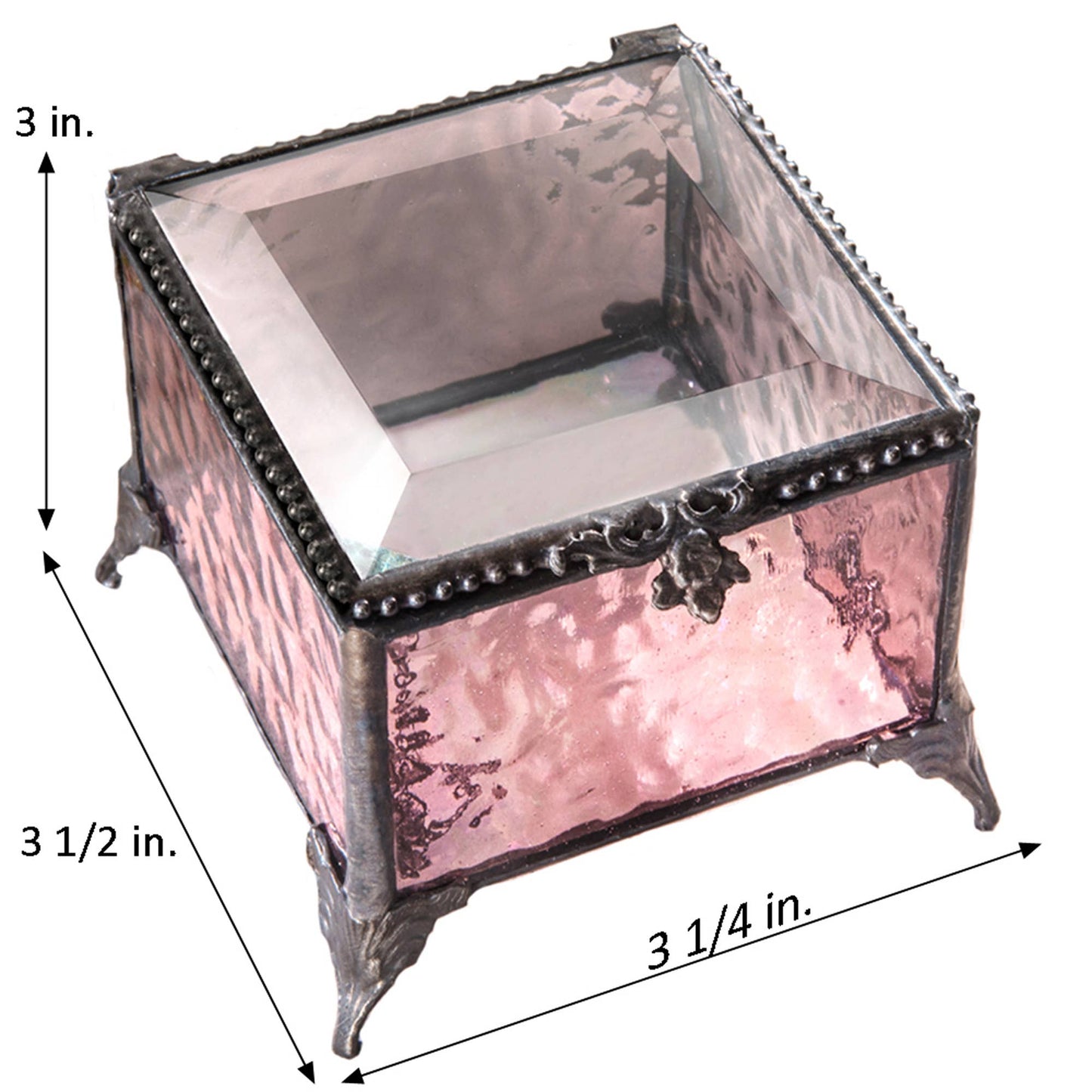 J Devlin Glass Art & Bert Anderson Collection - Pink Glass Jewelry Keepsake Trinket Box J Devlin Box 903