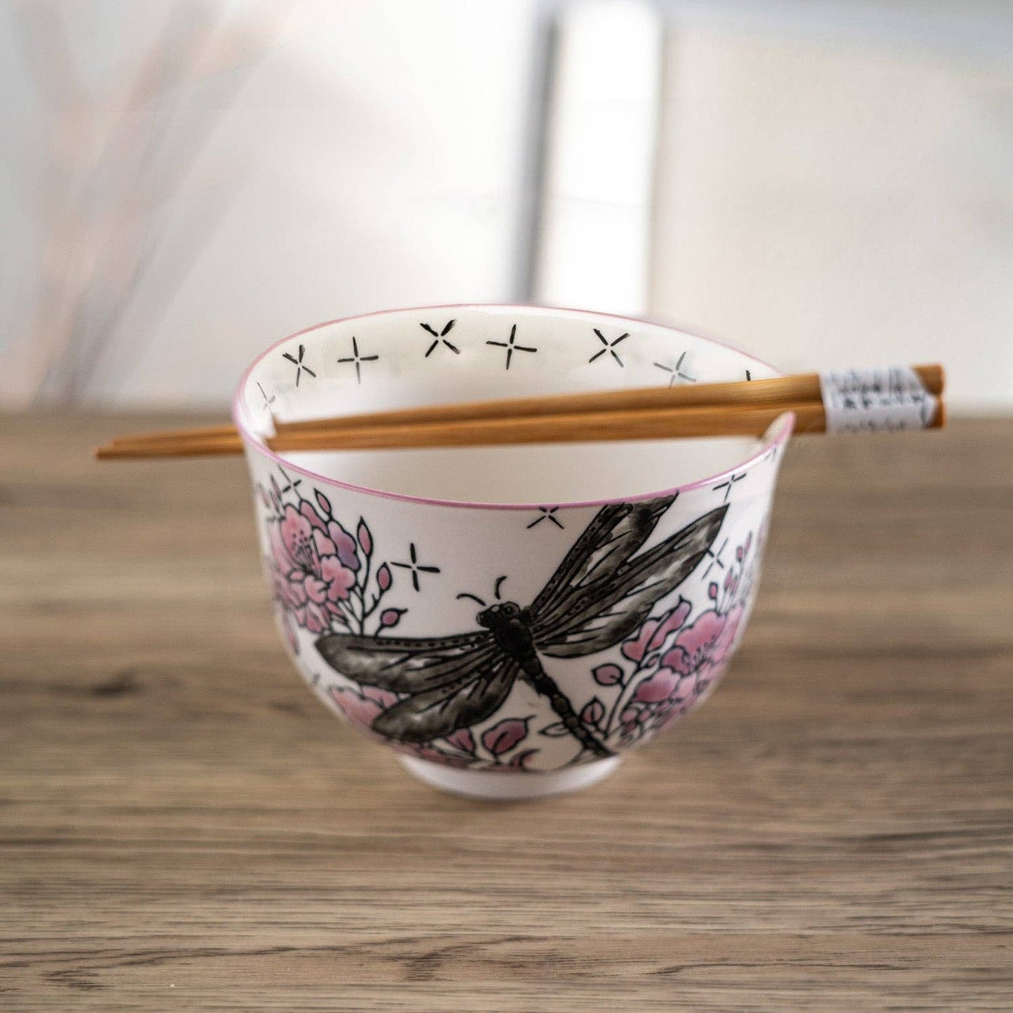 Urban Tokyo - 18oz 5"D Donburi Bowl With Chopsticks Set Dragonfly (4/16)
