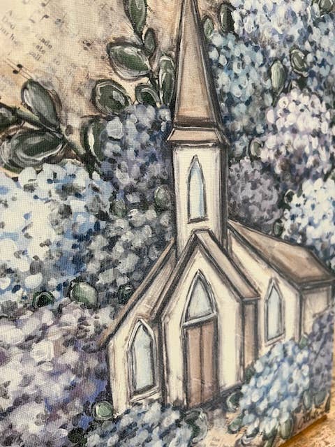 Rustic Nester - Blue Floral Canvas art print, Christian home decor, Wall art: 11x14
