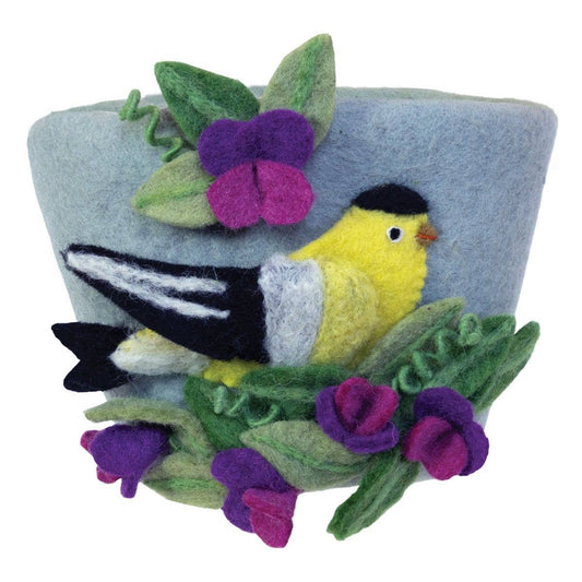 dZi Handmade - Sweetpea Goldfinch Felt Pot
