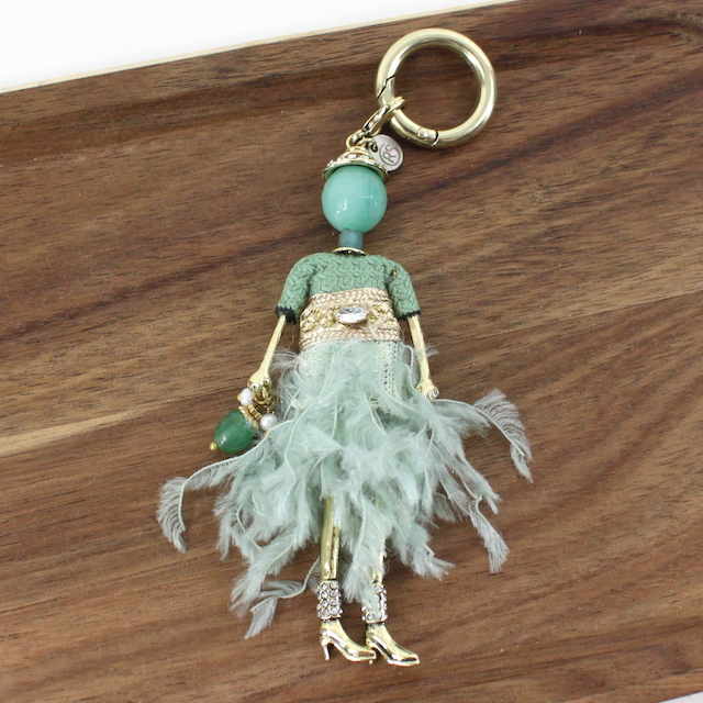 Pretty Persuasions - B24127 Stone Adorned French Doll Stainless Steel Keychain: 03 TQ/SL