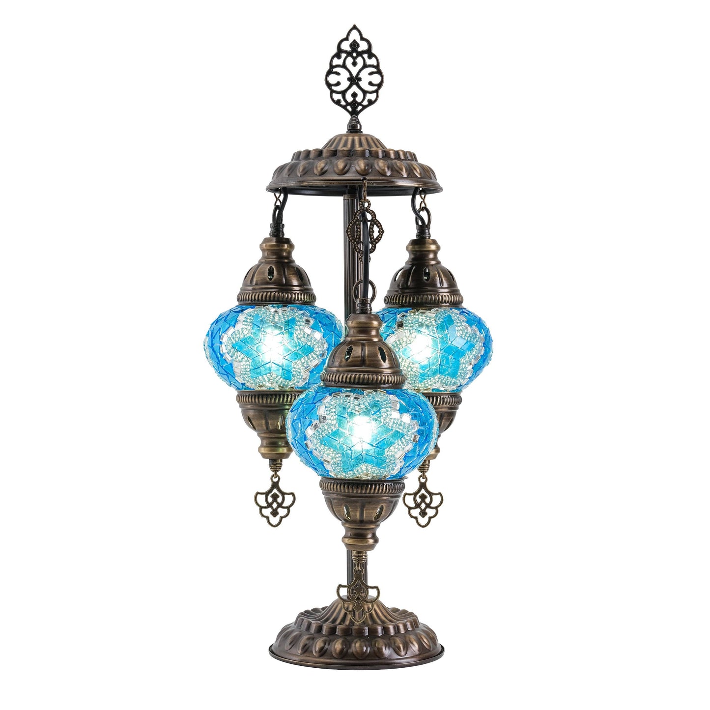 Mozaist - 3-Globe Turkish Mosaic Table Lamp (Blue)