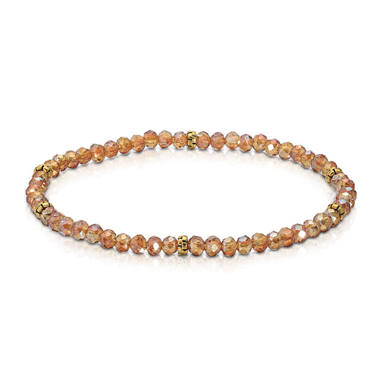 My Fun Colors - Mini Crystal Beaded Stretch Bracelet | So Many Great Colors!: Apricot ab+Gold Accent (MC408G)