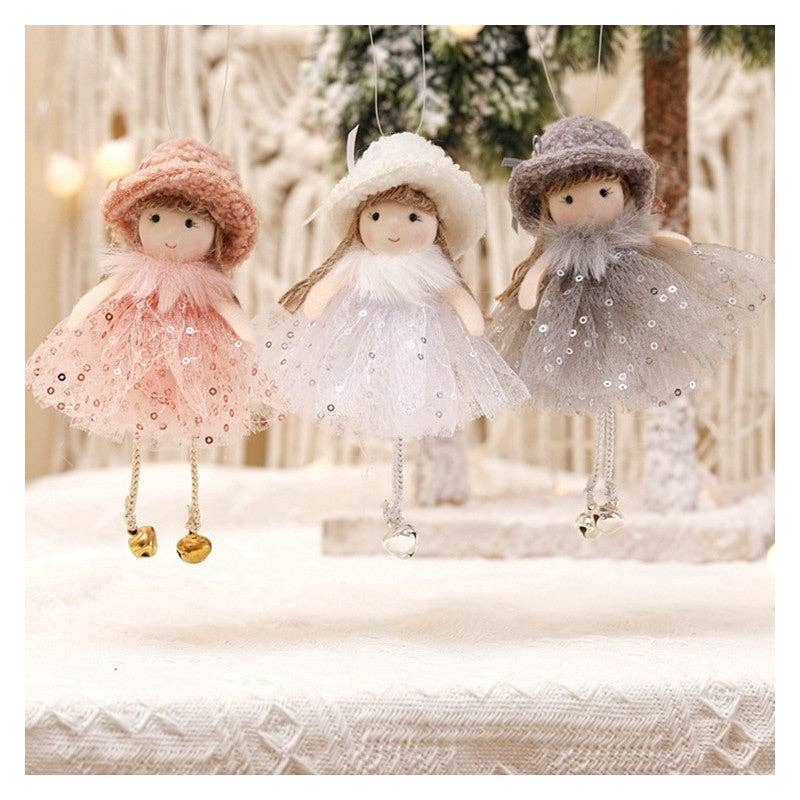 Ekartini - Christmas Plush Angel Girl Ornament: PINK