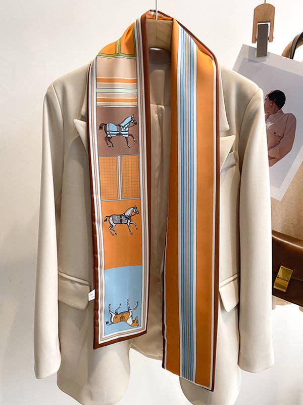 UZ Wholesale Store - Animal Printed Striped Scarf: BLUE / One_size