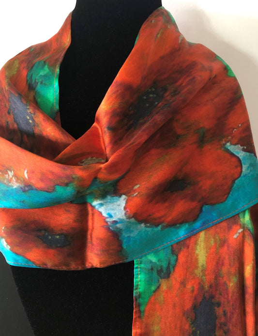 NINA J - Poppy Love Silk Scarf