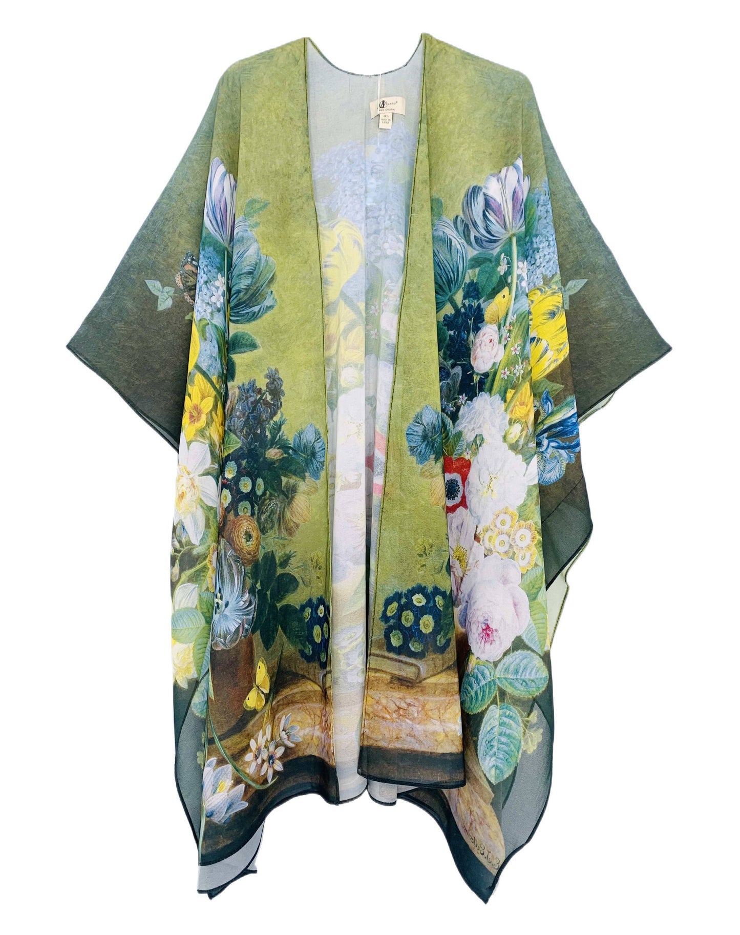 JC Sunny Fashion - JC071041 Green-Multi Oil Painting Kimono