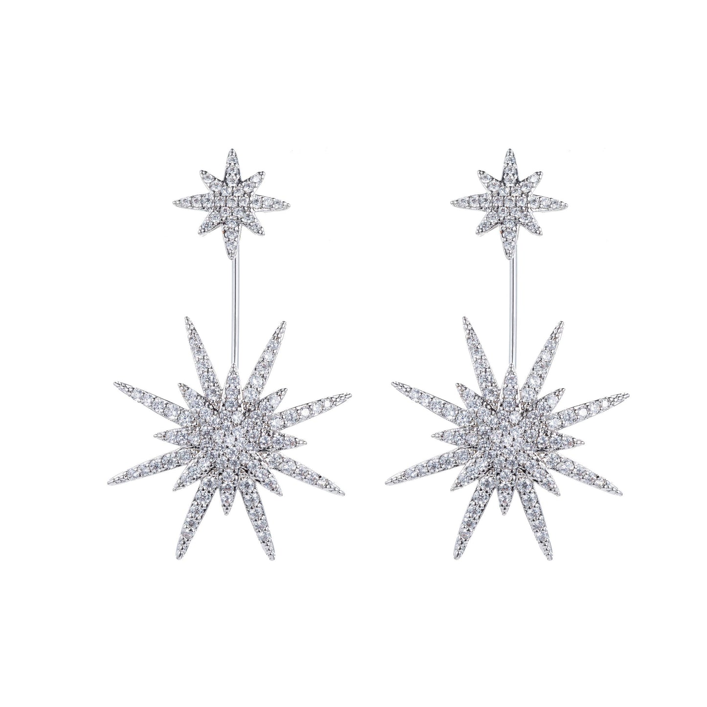 Eye Candy Los Angeles - North Star Earrings - Gold Brass with Drop Design: Yellow Gold