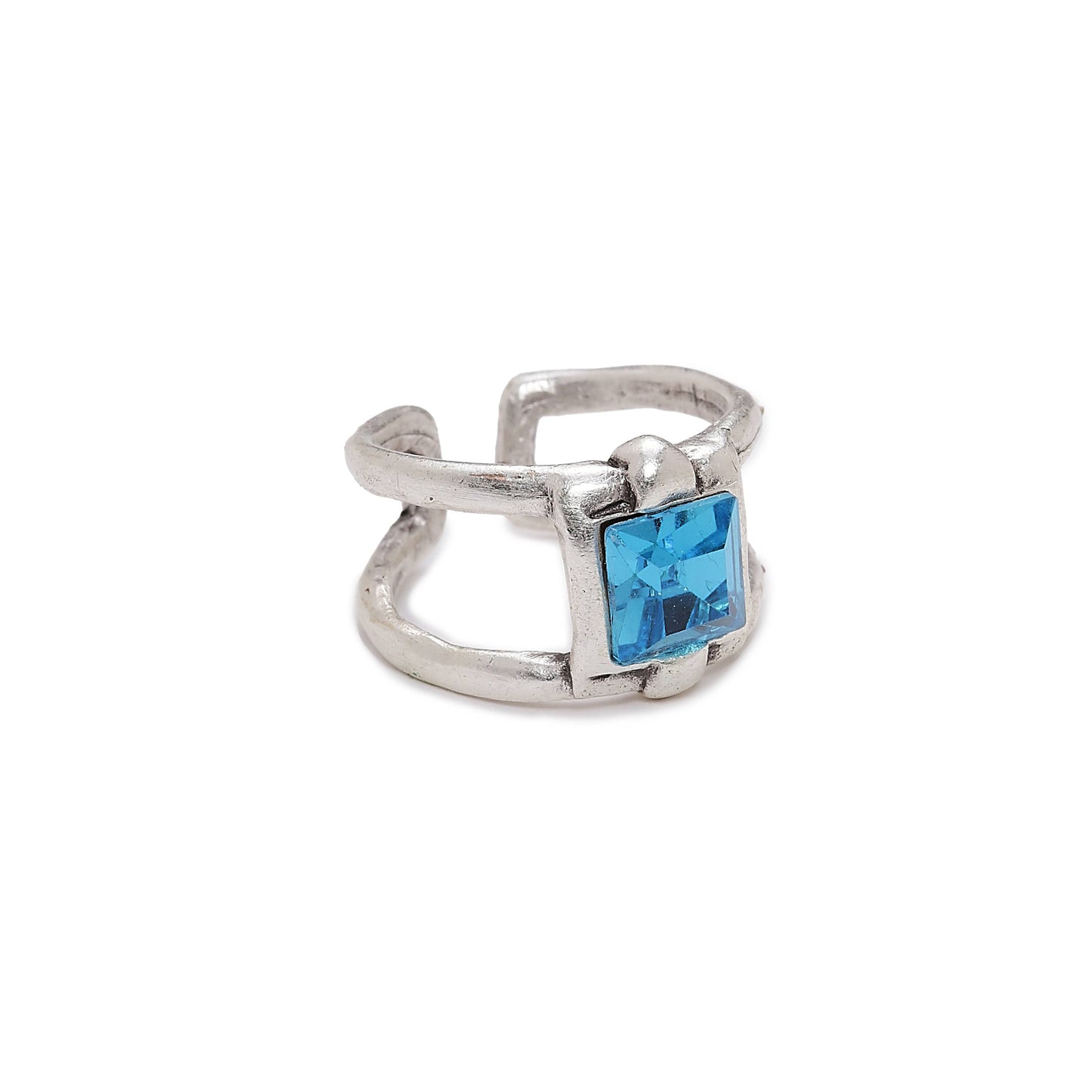 Chanour - Handmade Blue Crystal Brass Ring - 6907 Blue