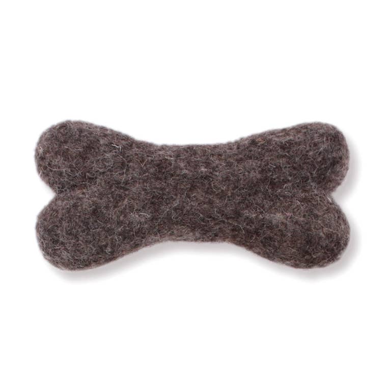 Ethical Global - Eco Wool Dog Bones/Toys: Brown, Gray, White (Fair Trade): Brown / Large