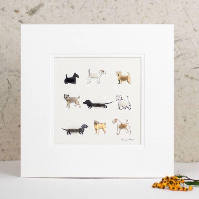 Papersheep UK - Assorted Dogs Art Print with Wool Finish | Square Art Print