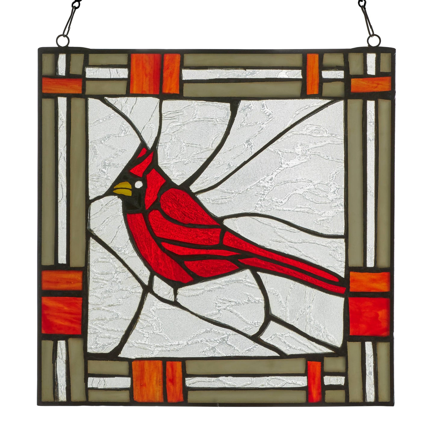 River of Goods - 11"H Clara the Cardinal Red Stained Glass Window Panel