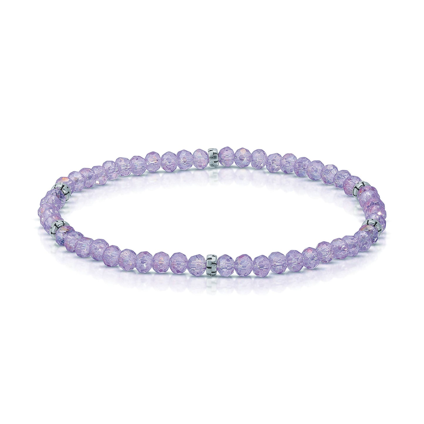 My Fun Colors - Mini Crystal Beaded Stretch Bracelet | So Many Great Colors!: Lavender ab+Silver Accent (MC901S)