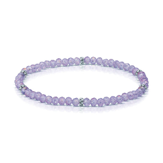 My Fun Colors - Mini Crystal Beaded Stretch Bracelet | So Many Great Colors!: Lavender ab+Silver Accent (MC901S)